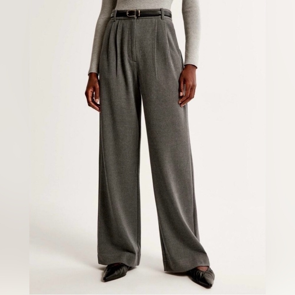 Abercrombie & Fitch Sloane Tailored Wide Leg Pant Grey Size XS/S High Rise Work - Picture 2 of 7